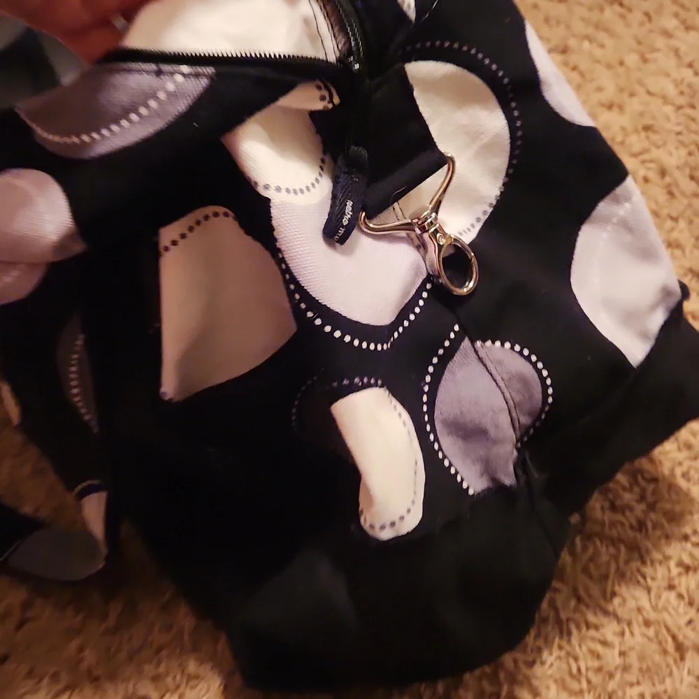 Thirty-One Polka Dot Tote Bag - Black and Gray Large Tote